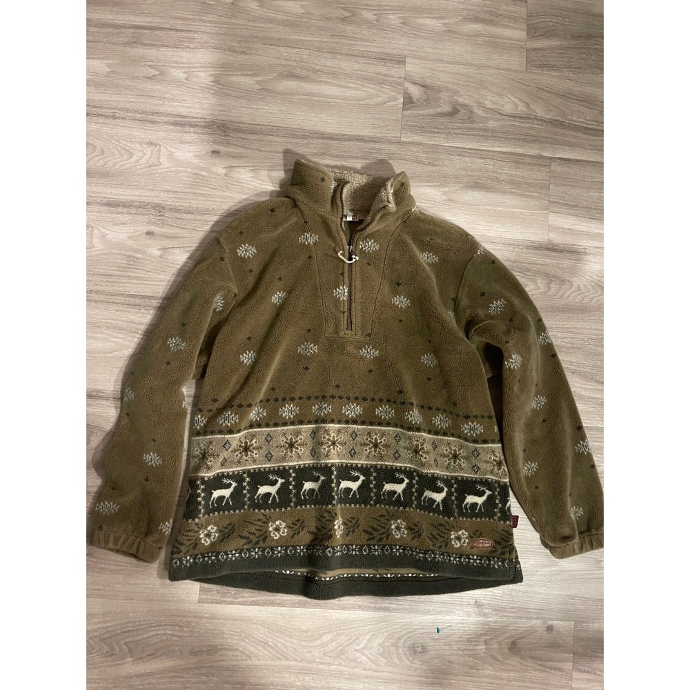 Vintage Woolrich Fleece Deer Holiday Christmas Quarter Zip Jacket